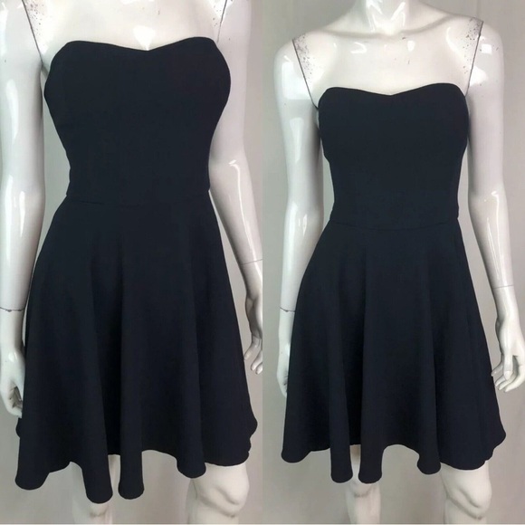 Vineyard Vines Black Textured Flounce Flare Strapless Dress Size 4 - Picture 1 of 5
